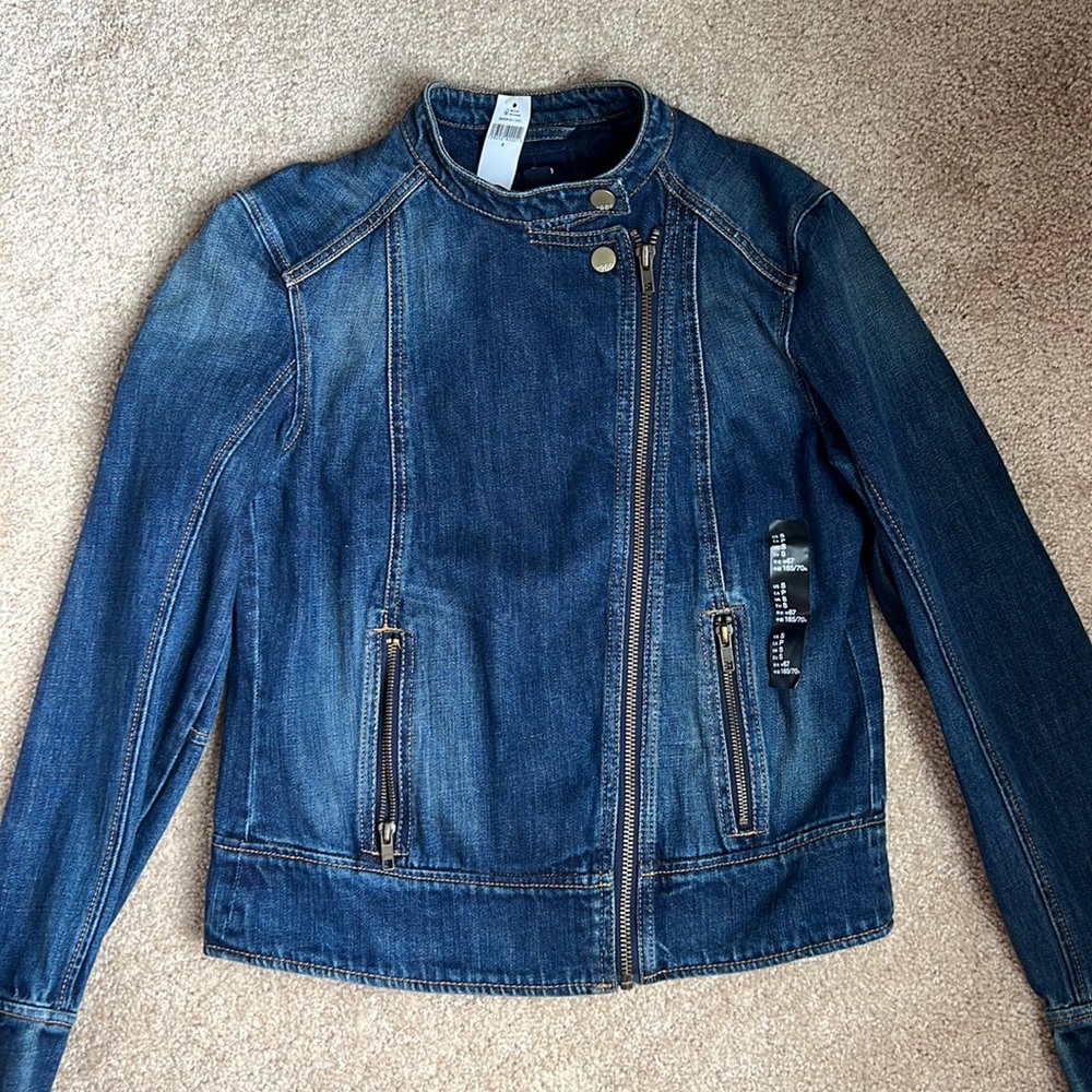 New Gap 1969 Moto denim jacket, size small